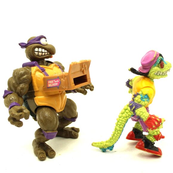 TMNT Teenage Mutant Ninja Turtle Action Figures Mondo Gecko/Donatello Pizza Toss - Picture 6 of 8